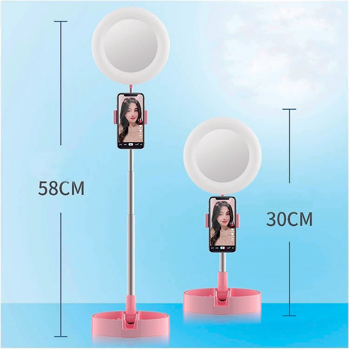 ESPEJO DE BELLEZA LED CON SOPORTE DE TELEFONO