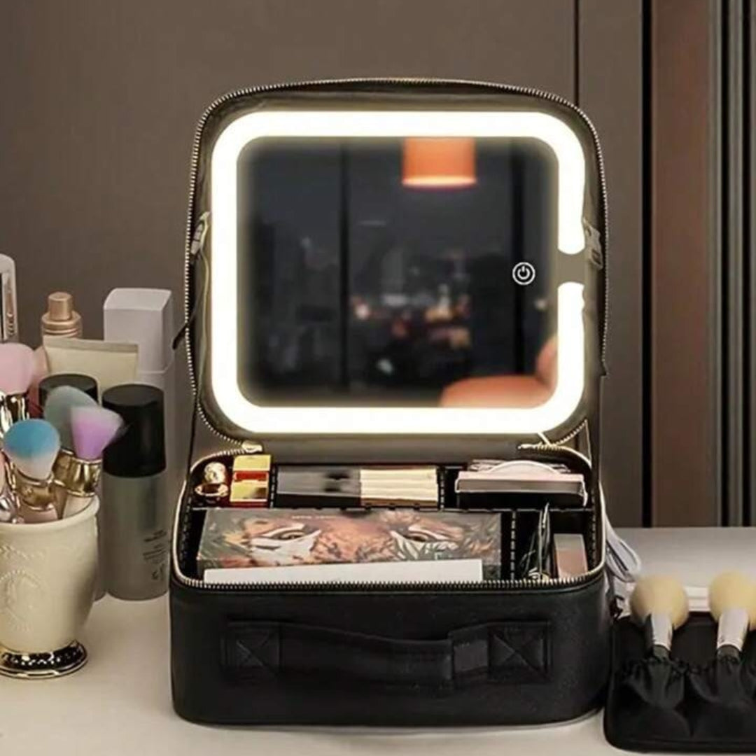 ORGANIZADOR DE MAQUILLAJE CON ESPEJO LUZ LED